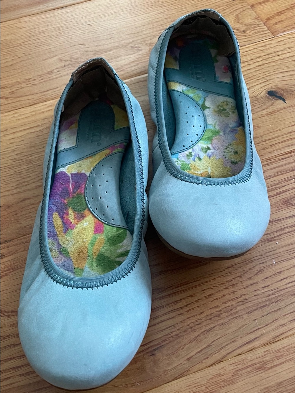 Børn Julianne Leather Ballet Flats Baby Blue Comfort Size 37 / 6.5-7